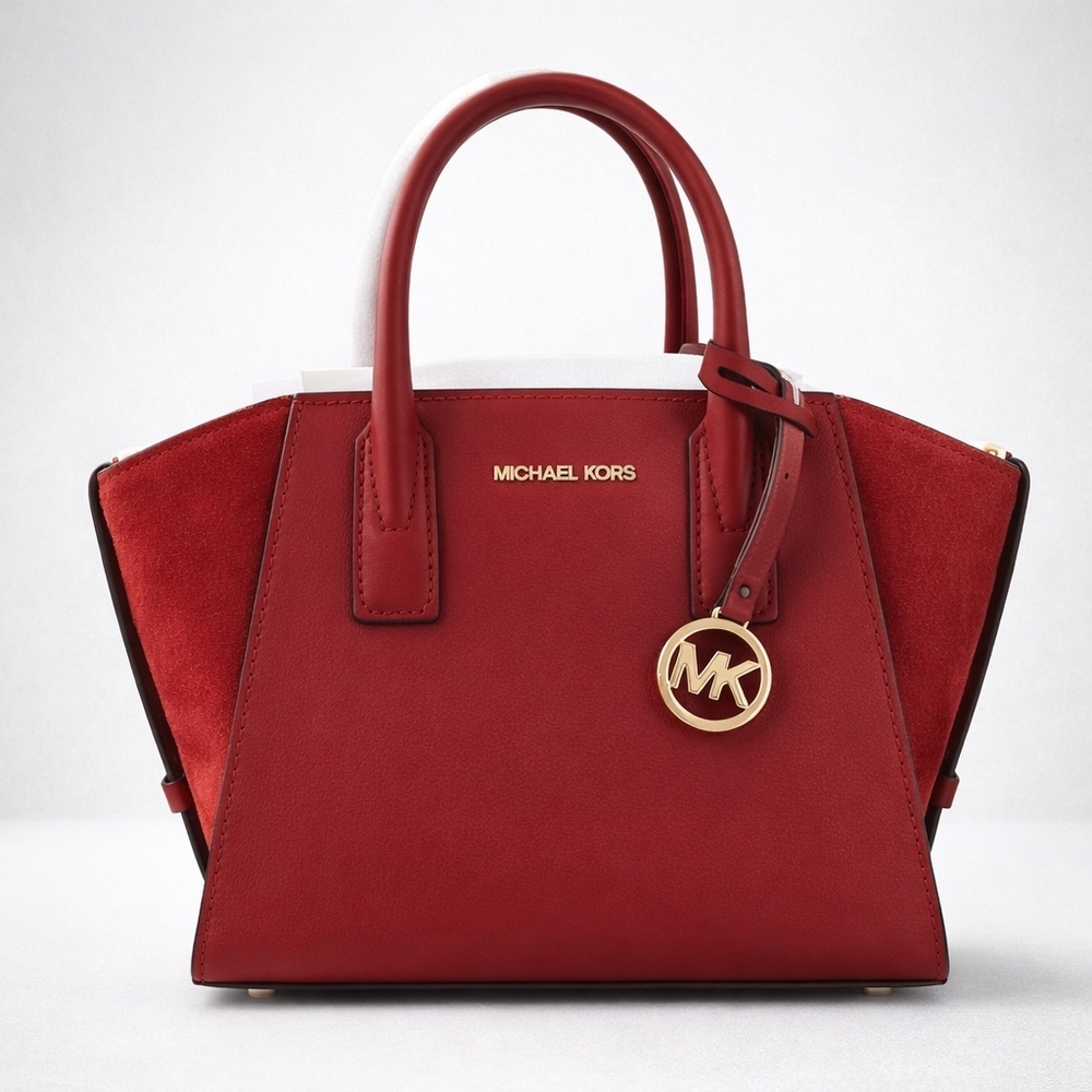 Michael Kors Avril XS Satchel Cherry Red Leather Suede Crossbody NWT $228